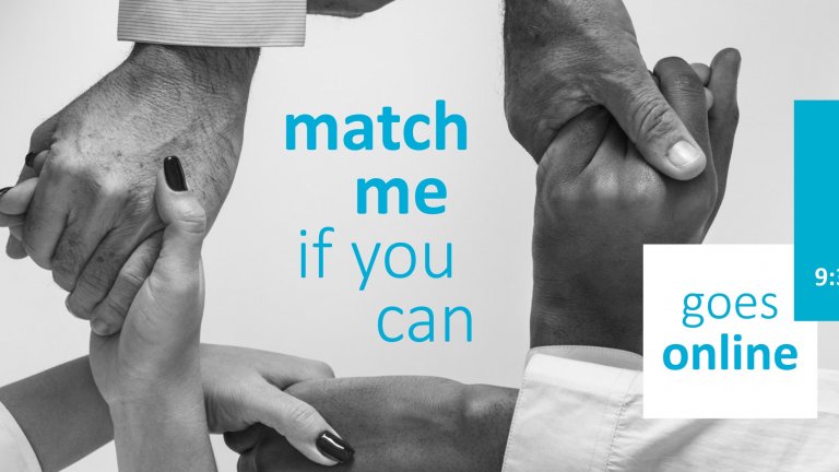 Hände und Text "Match me if you can"
