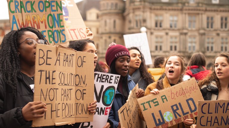 young people protesting for climate