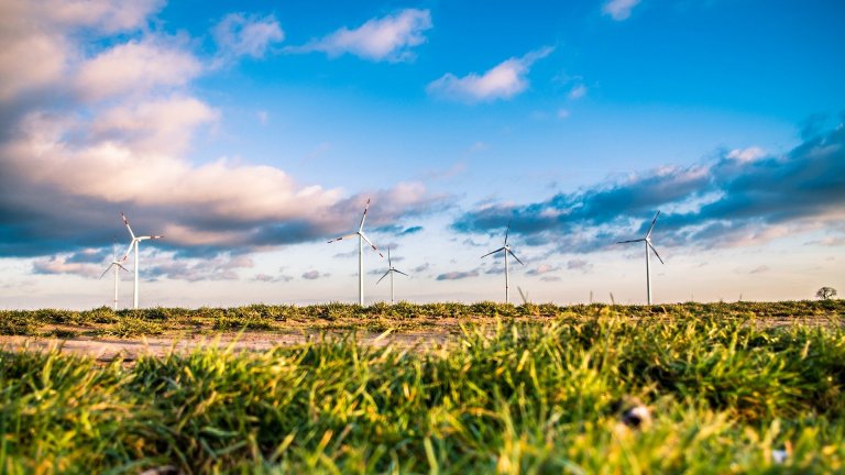 Windräder und Feld / Wiese Windräder und Feld / Wiese