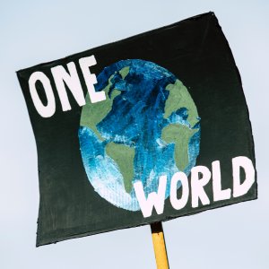 Protestplakat mit Weltkugel